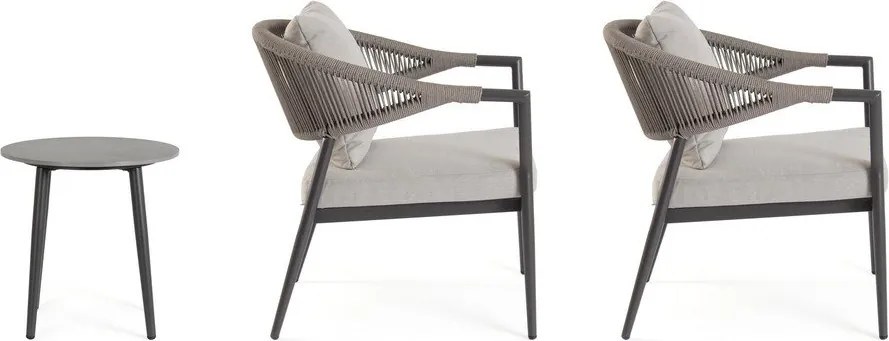 Set di mobili da giardino color kaki/grigio tortora in alluminio per 2 persone Millor – Bizzotto