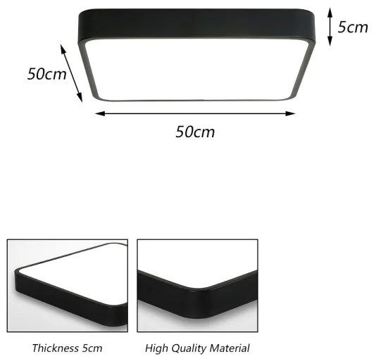 Brilagi - Plafoniera LED POOL SQUARE LED/48W/230V 50x50 cm nero