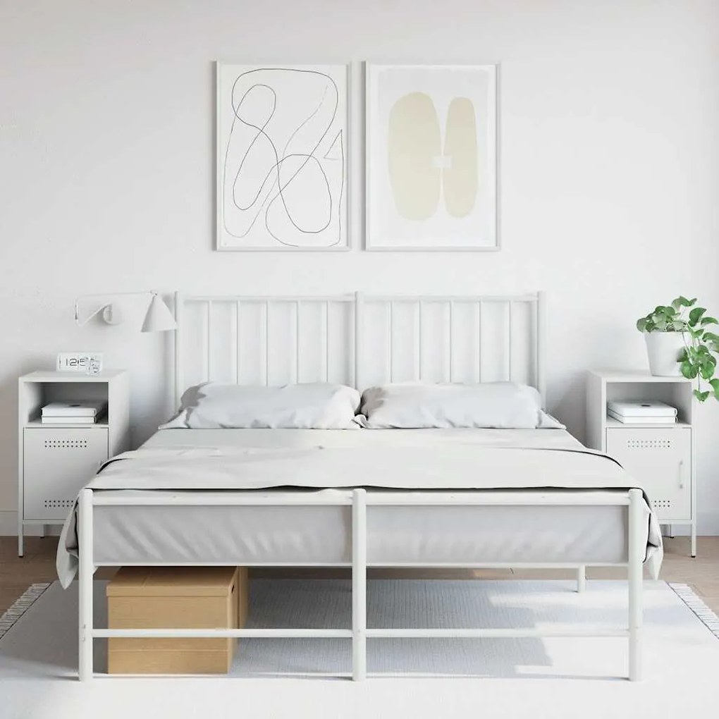 Comodini 2 Pz Bianchi 36x39x68 Cm İn Acciaio /
