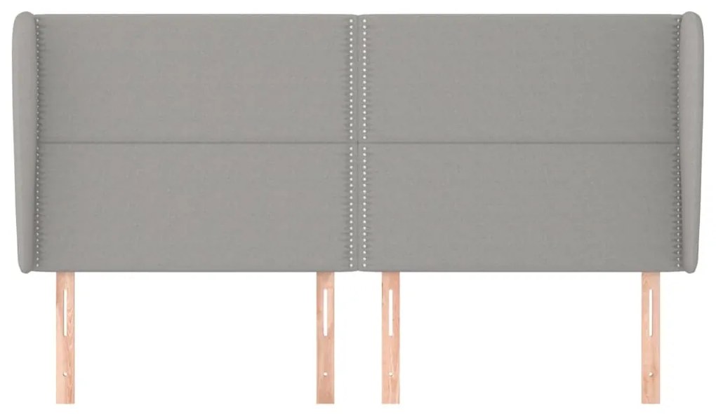 Testiera ad orecchio grigio chiaro 203x23x118/128 cm in tessuto