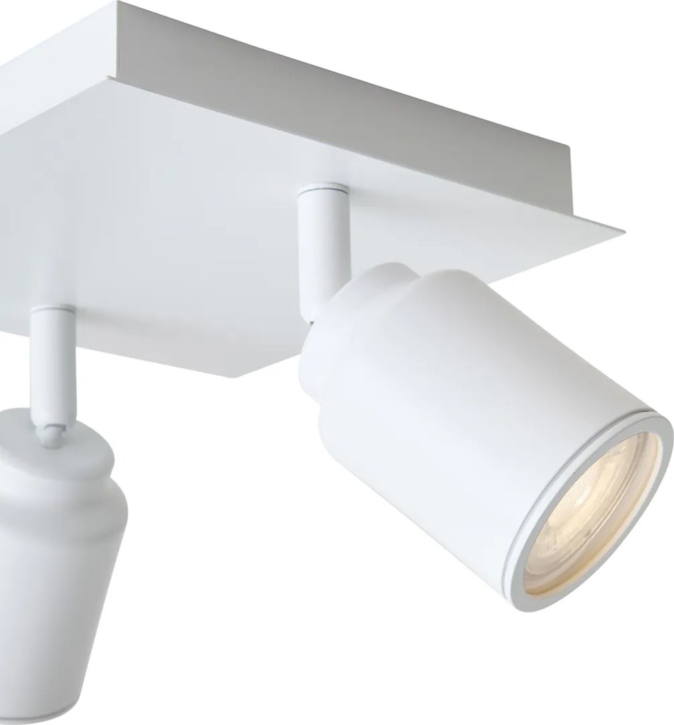 Faretto da bagno moderno bianco quadrato 2 luci IP44 - Ducha