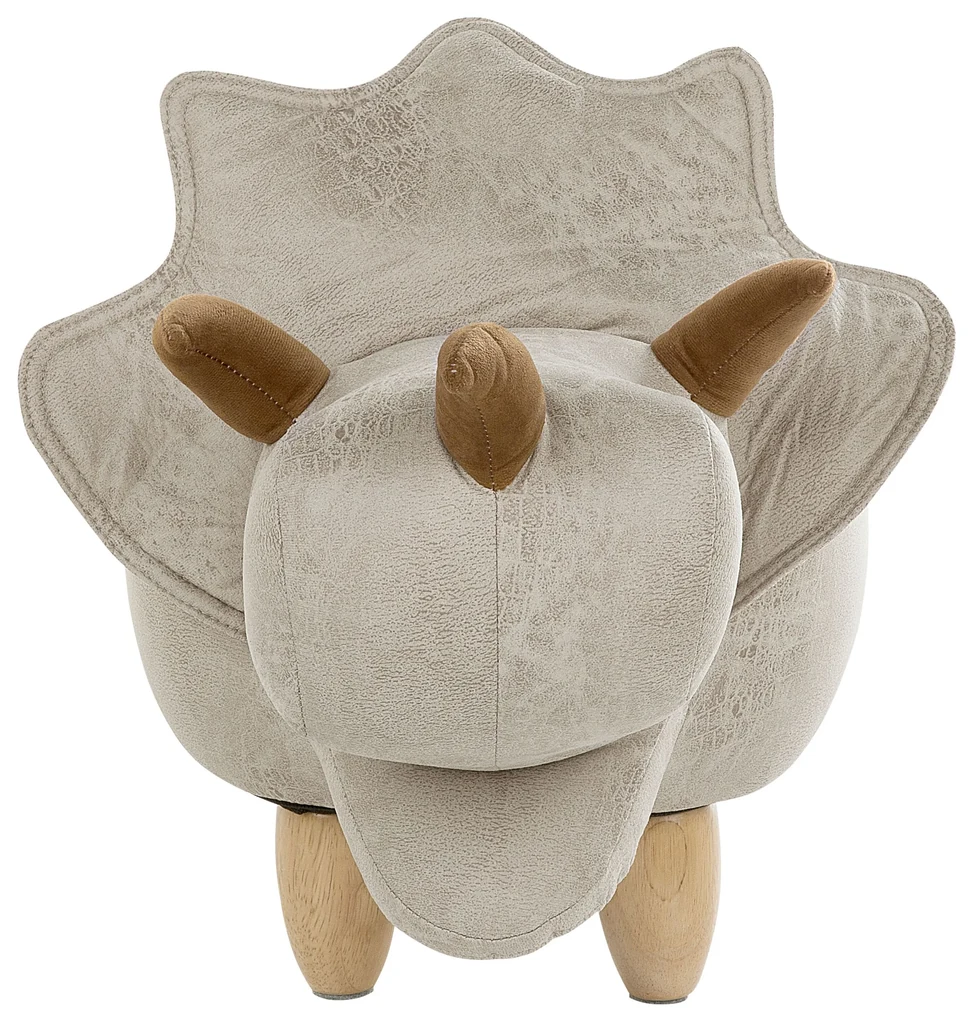 Pouf Contenitore per Bambini in Ecopelle Marrone con Gambe in Legno Turtle