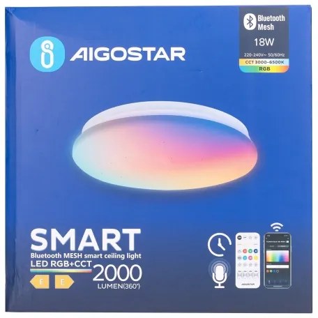 Aigostar LED RGBW plafoniera bagno 18W 230V IP44 con telecomando