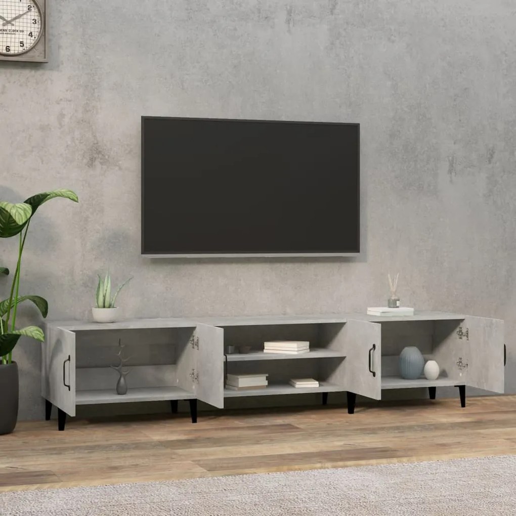 Mobile porta tv grigio cemento 180x31,5x40 cm legno multistrato