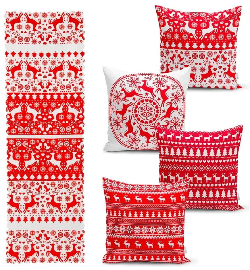 Set di 4 federe natalizie e runner da tavola Natale - Minimalist Cushion Covers