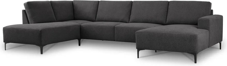 Divano angolare color antracite (con penisola a sinistra/a U) con rivestimento in ciniglia Fabian – Scandic