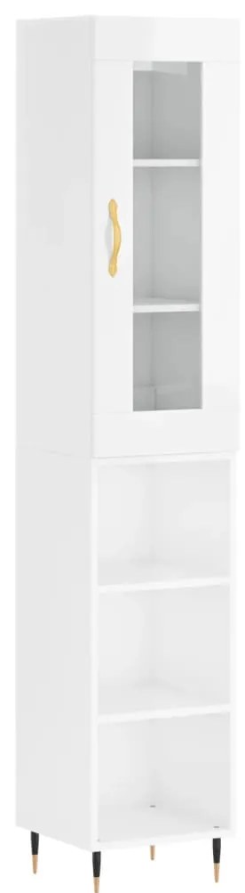 Credenza 34,5x34x180 cm in Legno Multistrato Bianco Lucido