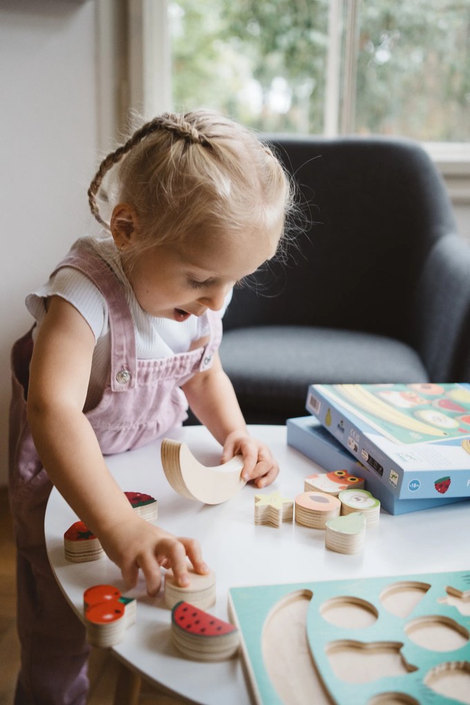 Puzzle in legno da assemblare e gioco di equilibrio - Frutti