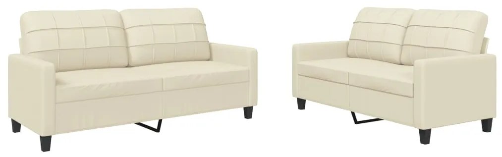 Set di divani 2 pz con cuscini crema in similpelle