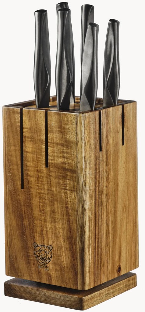 Set ceppo per coltelli in legno di acacia con coltelli Skagen 7 pz