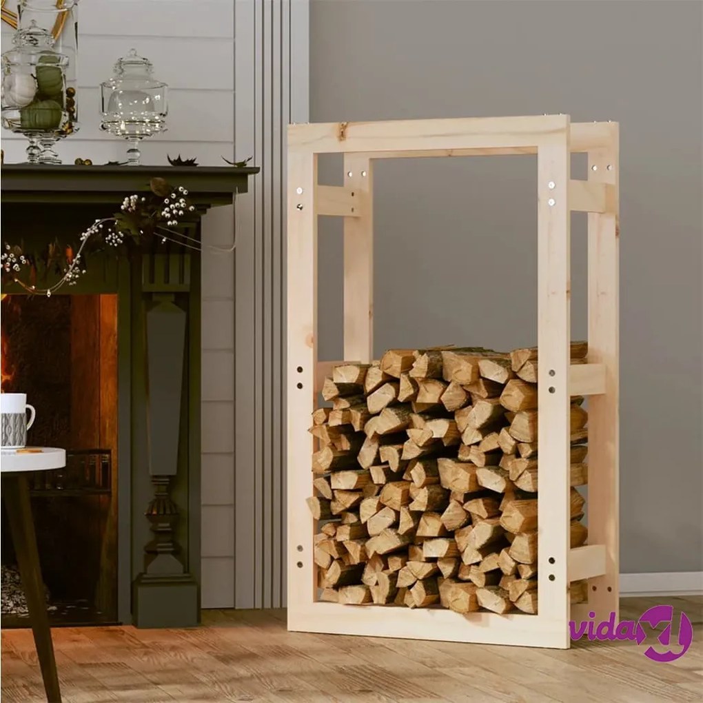 vidaXL Portalegna 60x25x100 cm in Legno Massello di Pino