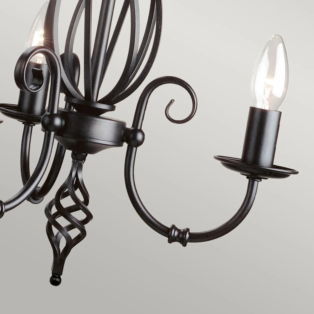 Lampadario Classico Artisan Acciaio Nero 3 Luci E14