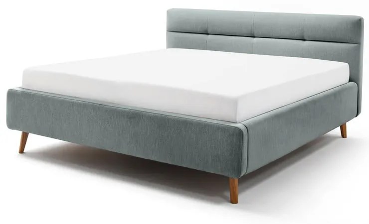 Letto matrimoniale imbottito azzurro con contenitore con rete inclusa 160x200 cm Lotte – Meise Möbel