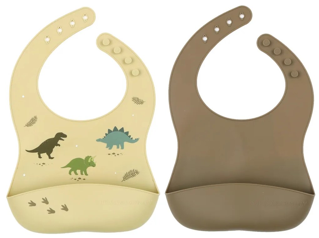 A Little Lovely Company - set di due bavaglini in silicone - dinosauri