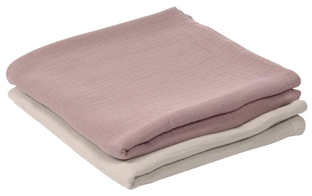 Kave Home - Set Hilen di 2 mussole 100% cotone organico (GOTS) beige e rosa