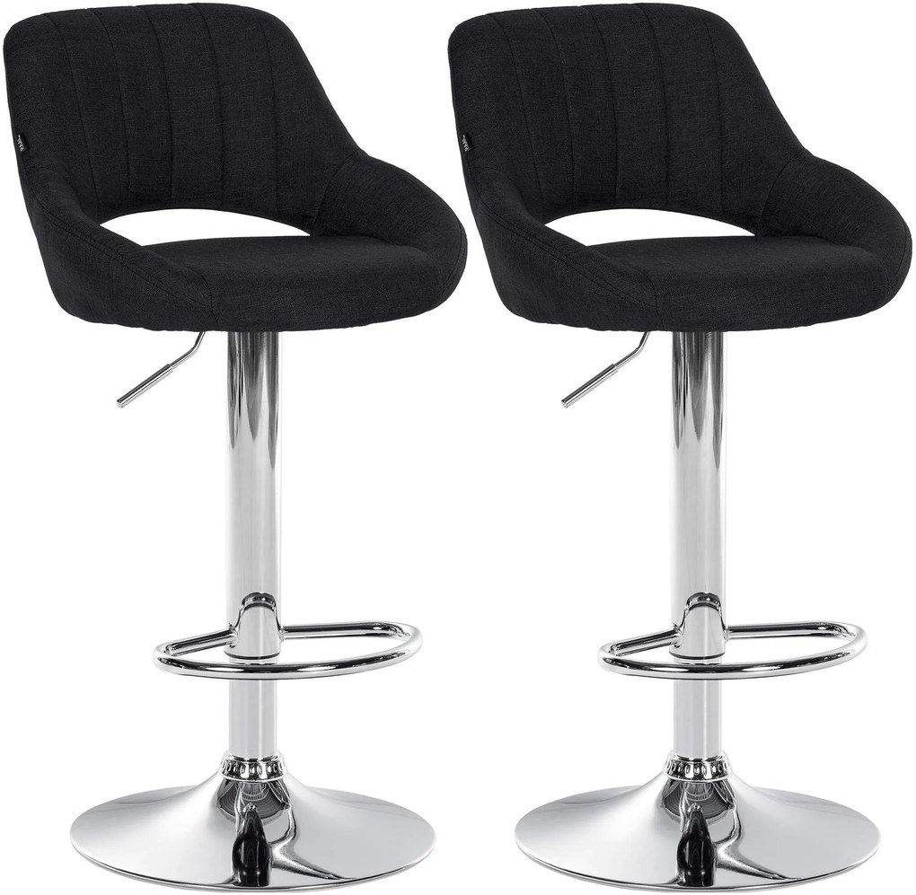 Set Di 2 Sgabelli Da Bar Milet İn Stoffa / Schwarz / Metall İn Chromoptik
