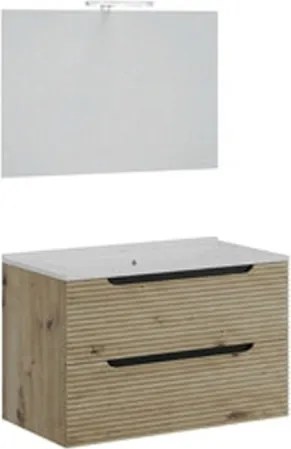 Mobile Bagno Sospeso Comfort 2 Cassetti Dogato 80 Cm Cm Rovere Oro