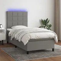 Letto a Molle Materasso e LED Grigio Scuro 90x200 cm in Tessuto cod mxl 76818