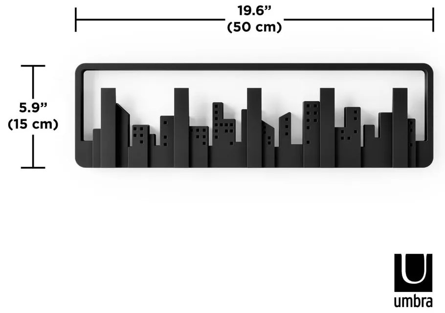 Appendiabiti da parete in plastica nera Skyline - Umbra