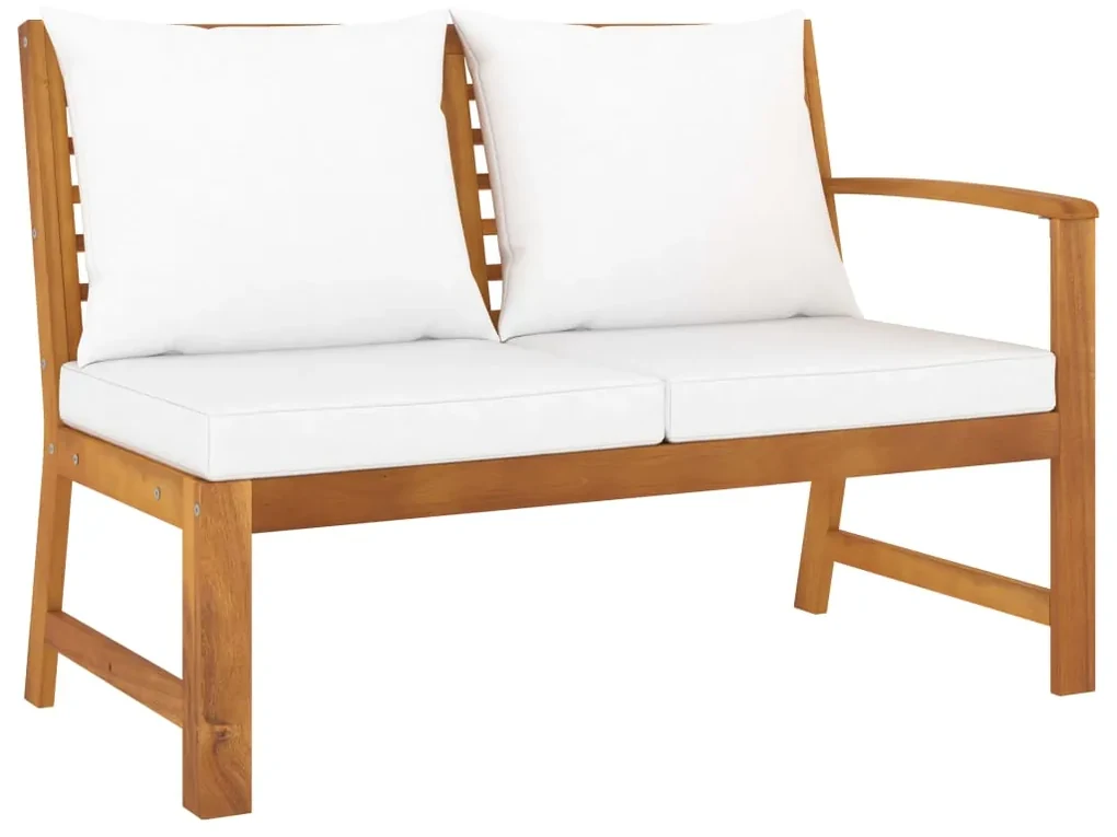 Set divani da giardino 9 pz con cuscini crema in legno acacia