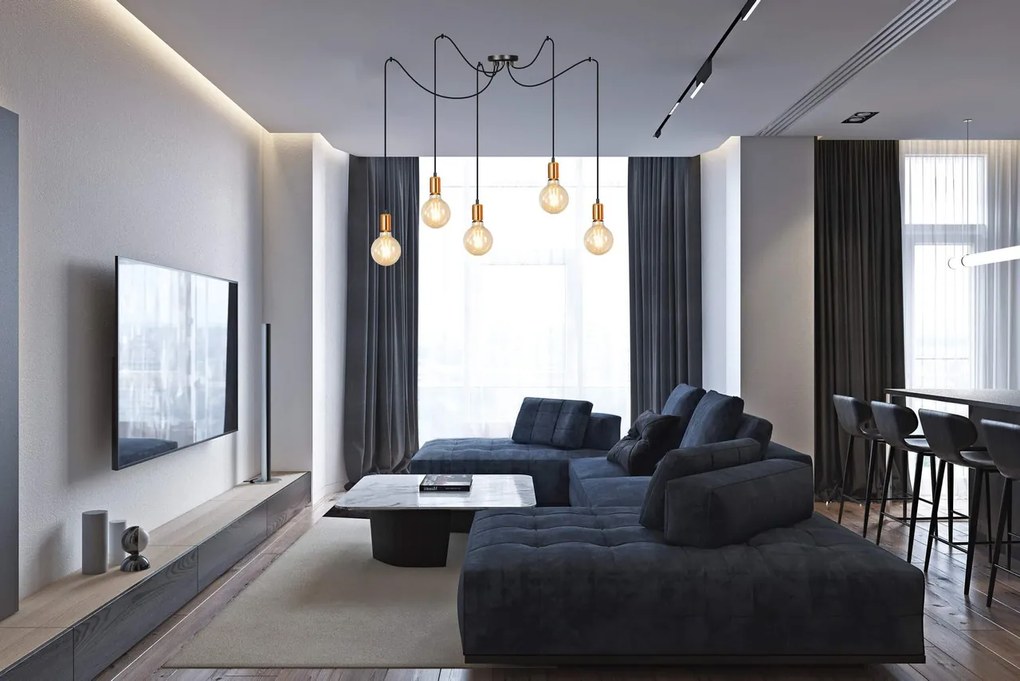 Lampadario a Sospensione SPARK 5 BLACK