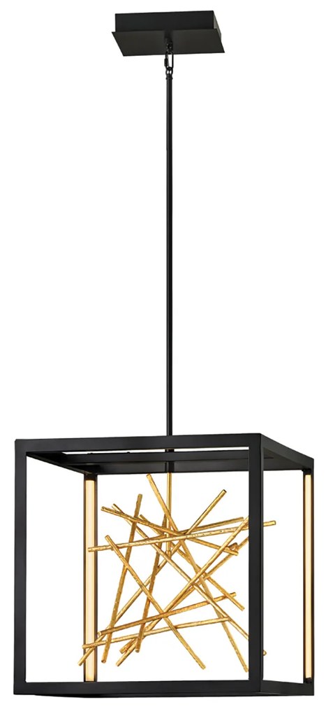 Lampadario Industrial Nordico Styx Acciaio Nero Oro Led Integrato 48W 3000K