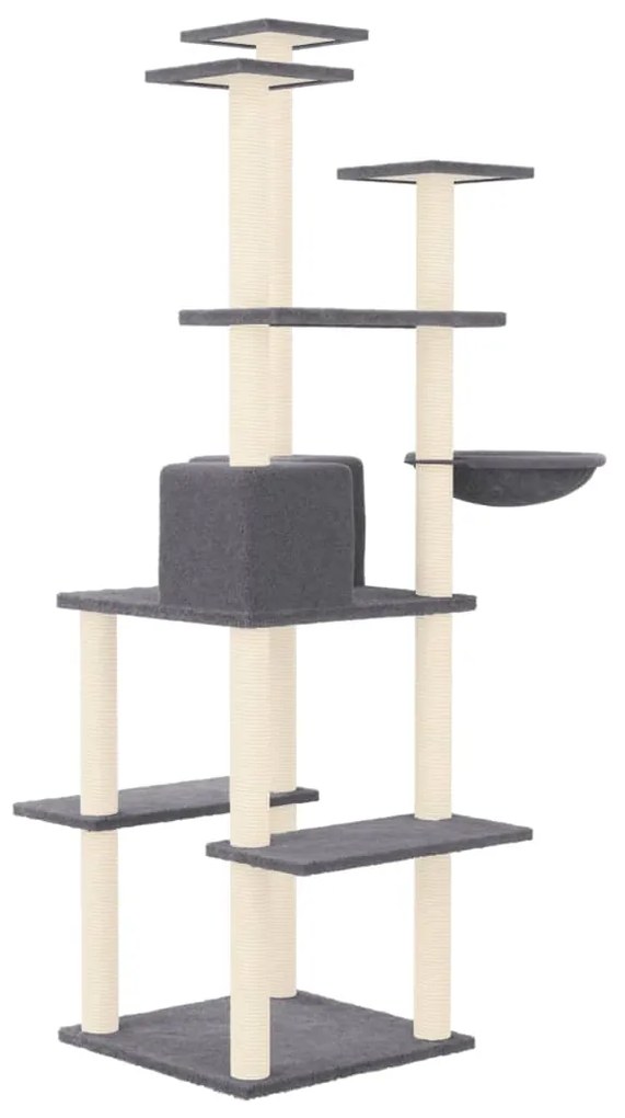 Albero per Gatti con Tiragraffi in Sisal Grigio Scuro 167 cm