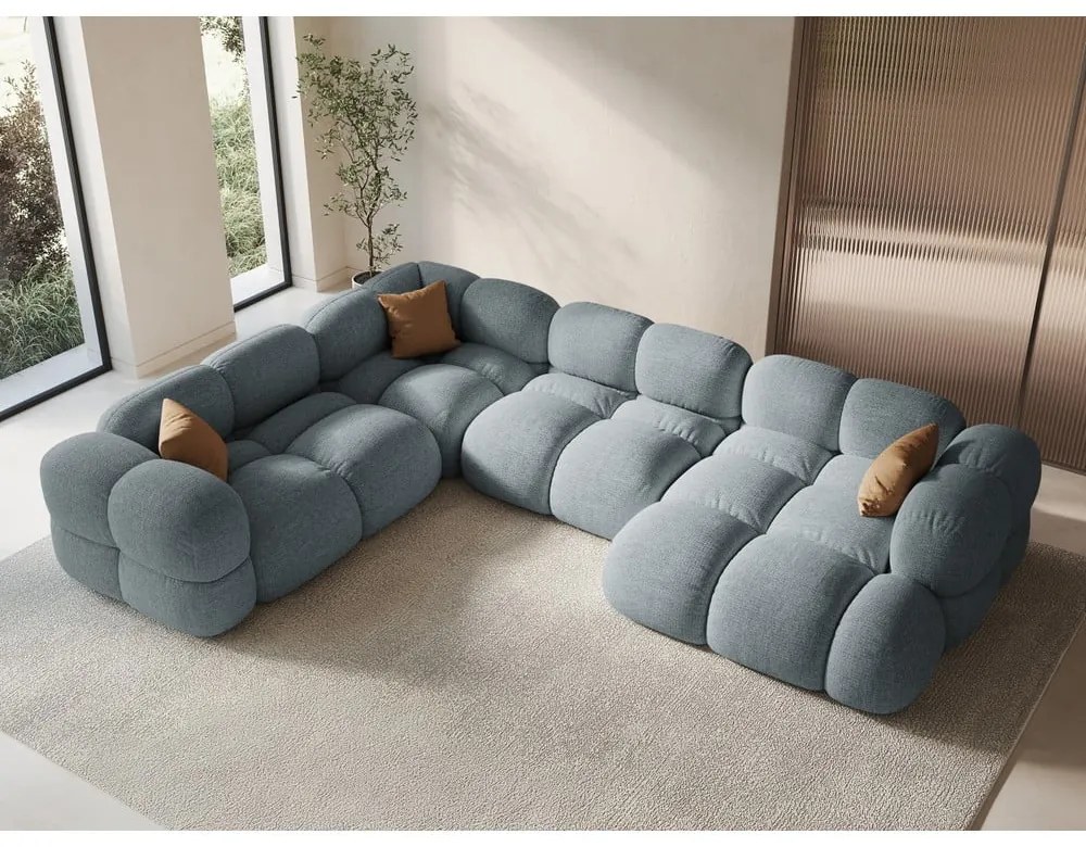 Divano angolare azzurro (con penisola a sinistra/a U) Loretto – Cosmopolitan Design