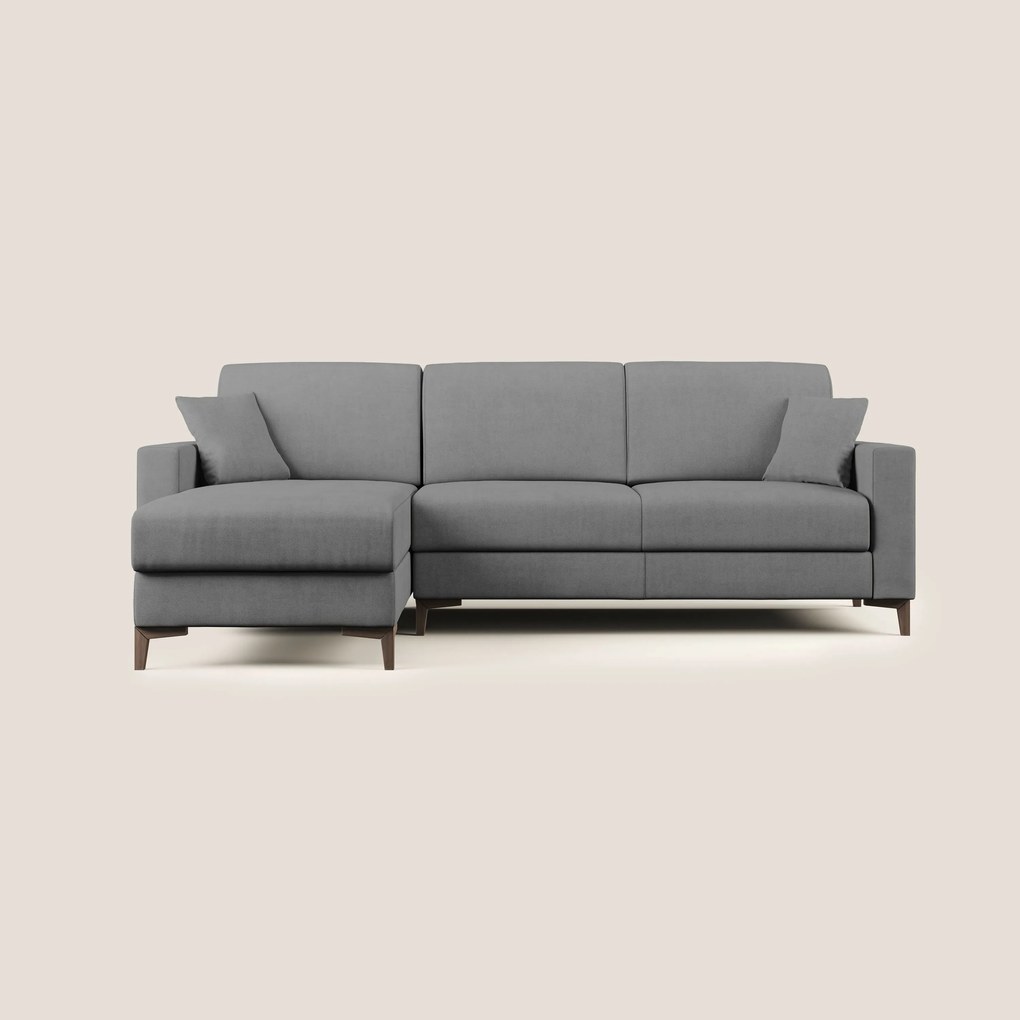 Kafka divano letto angolare in morbido tessuto impermeabile T02 grigio 262 cm destro (mat. 120x197)