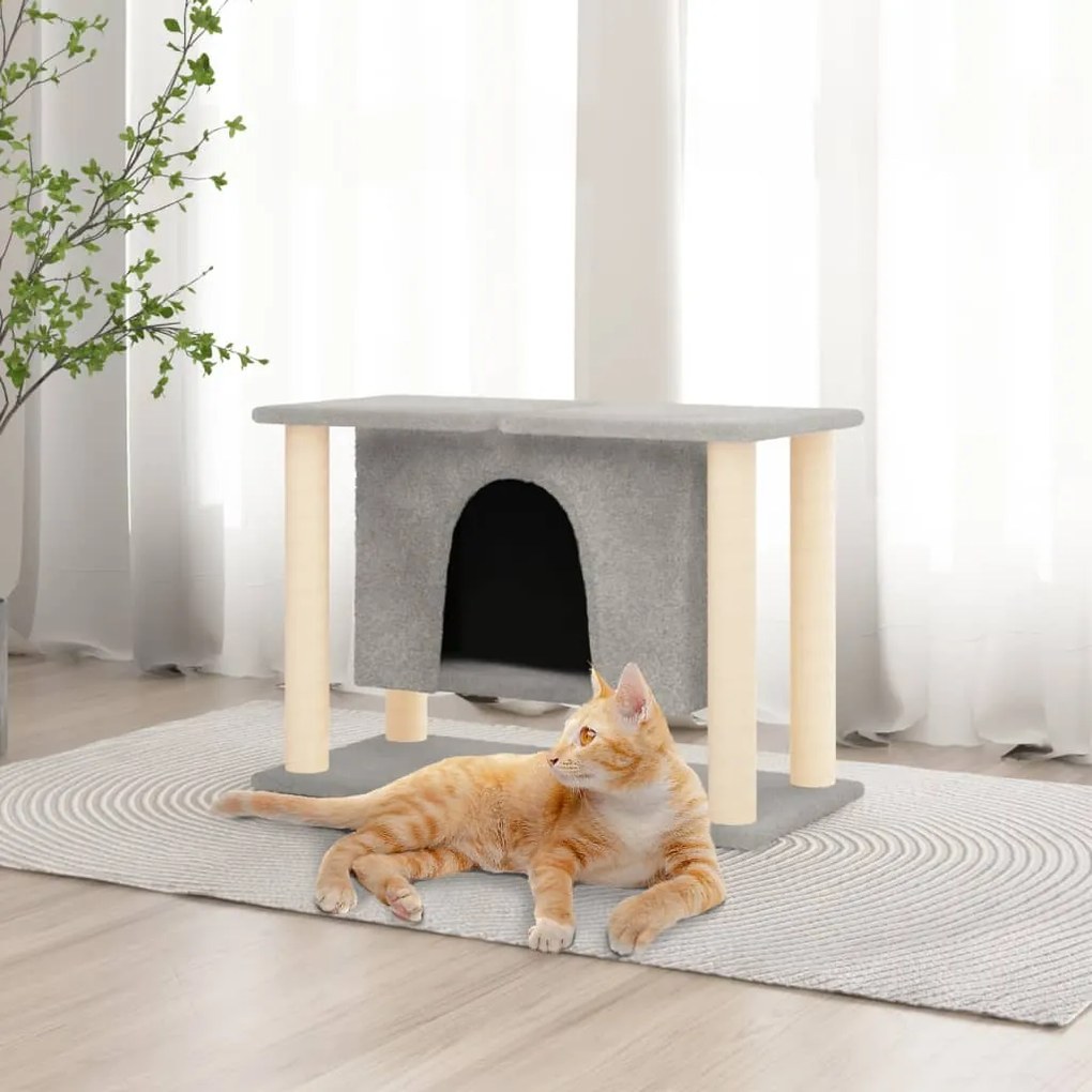 Albero per gatti con tiragraffi in sisal grigio chiaro 50 cm