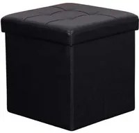 POUF CONTENITORE QUADRATO IN ECOPELLE NERO