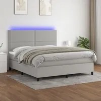 Letto a Molle Materasso e LED Grigio Chiaro 160x200 cm Tessuto 3134805