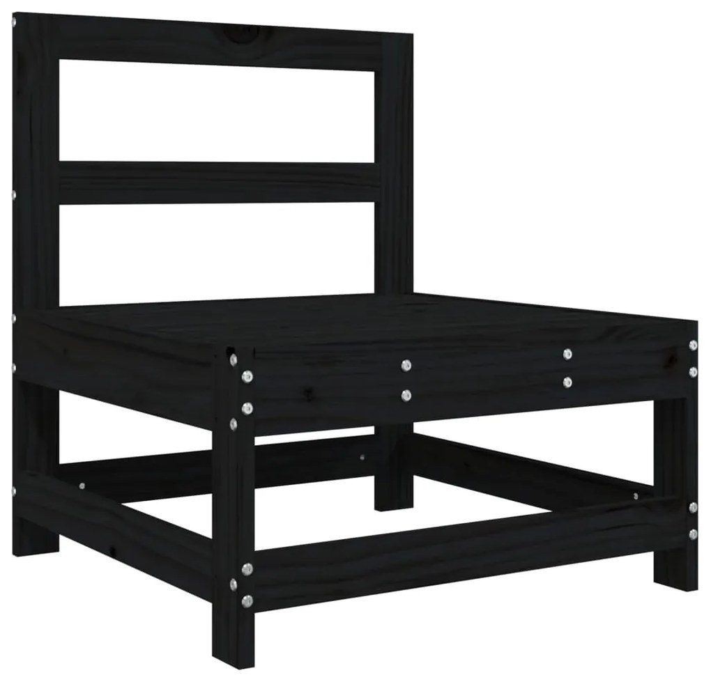 Set Salotto da Giardino 6 pz Nero in Legno Massello di Pino