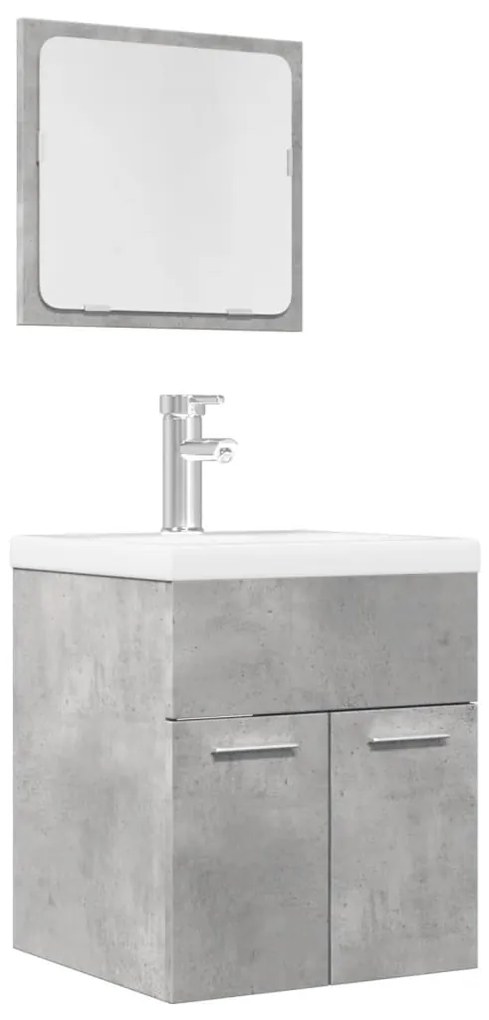 Set Mobili Da Bagno 2 Pz Grigio Cemento İn Legno Multistrato /
