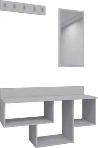 Mobile Ingresso Sospeso Con Cappottiera Vani E Specchio Pablo Bianco