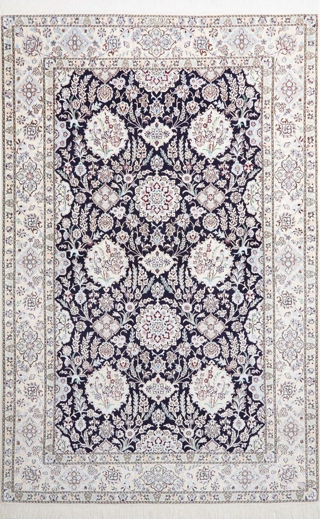 Nain Tappeto 230 x 150 Blu (Iran) Annodato A Mano