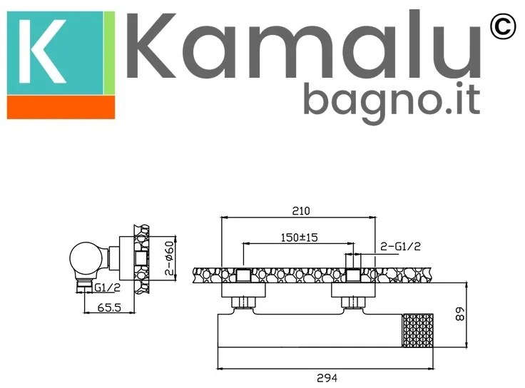 Kamalu - Miscelatore doccia maiglia con dettaglio trama diamantata | BRASS
