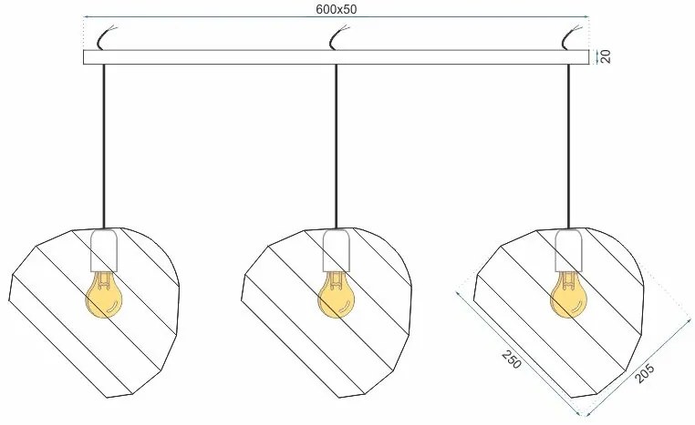 Lampada Da Soffitto Pensile Triangolare APP383-3CPR