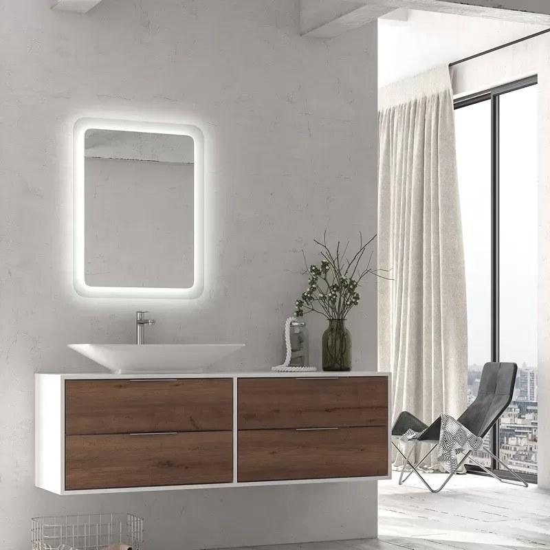 Specchio bagno led 100x60 cm cornice illuminata modello A100 - KAMALU