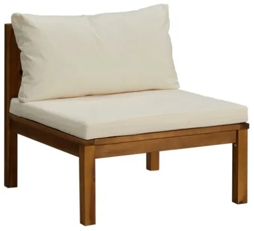 Set Divani da Giardino 5 pz con Cuscini Crema in Legno Acacia