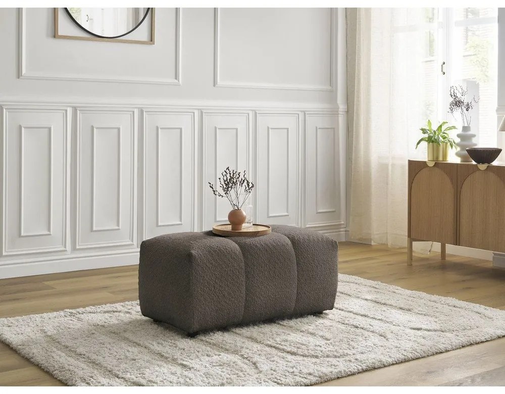 Poggiapiedi marrone con rivestimento in bouclé Roxelane – Bobochic Paris