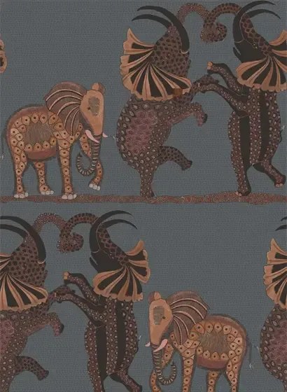 Cole & Son Carta da parati Safari Dance - Orange/ Charcoal