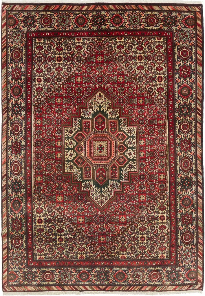 Sandjan Tappeto persiano 190 x 130 Rosso (Iran) Annodato A Mano