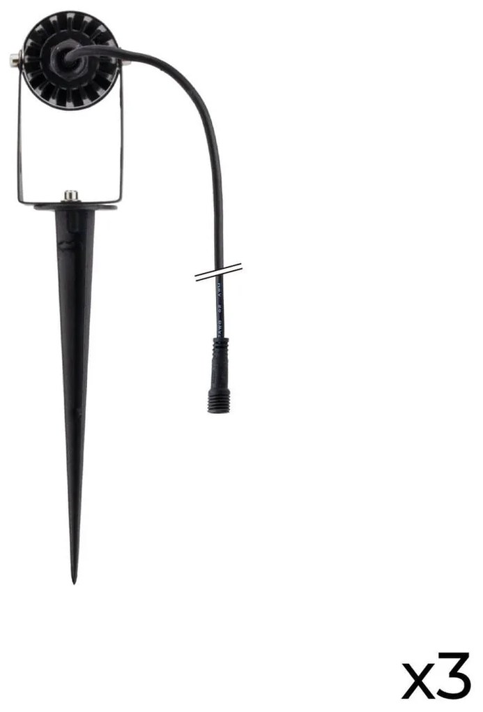 Kit 3 Faretti LED Solare con Picchetto 3x5W con Telecomando incluso Colore Bianco Naturale 4.000K