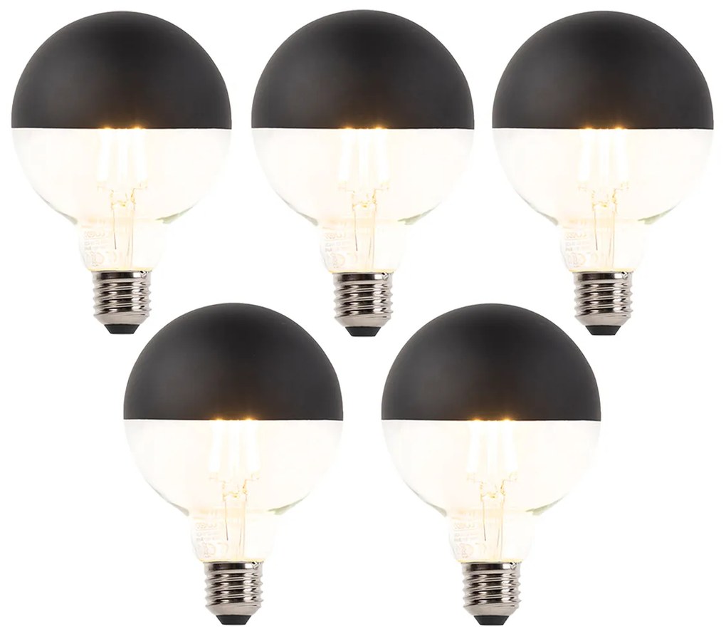 Set di 5 lampadine LED a filamento dimmerabili E27 G95 nere 550lm 2700K