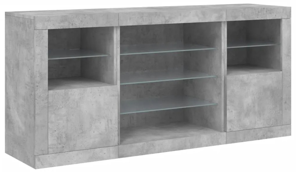 Credenza con luci led grigio cemento 142,5x37x67 cm