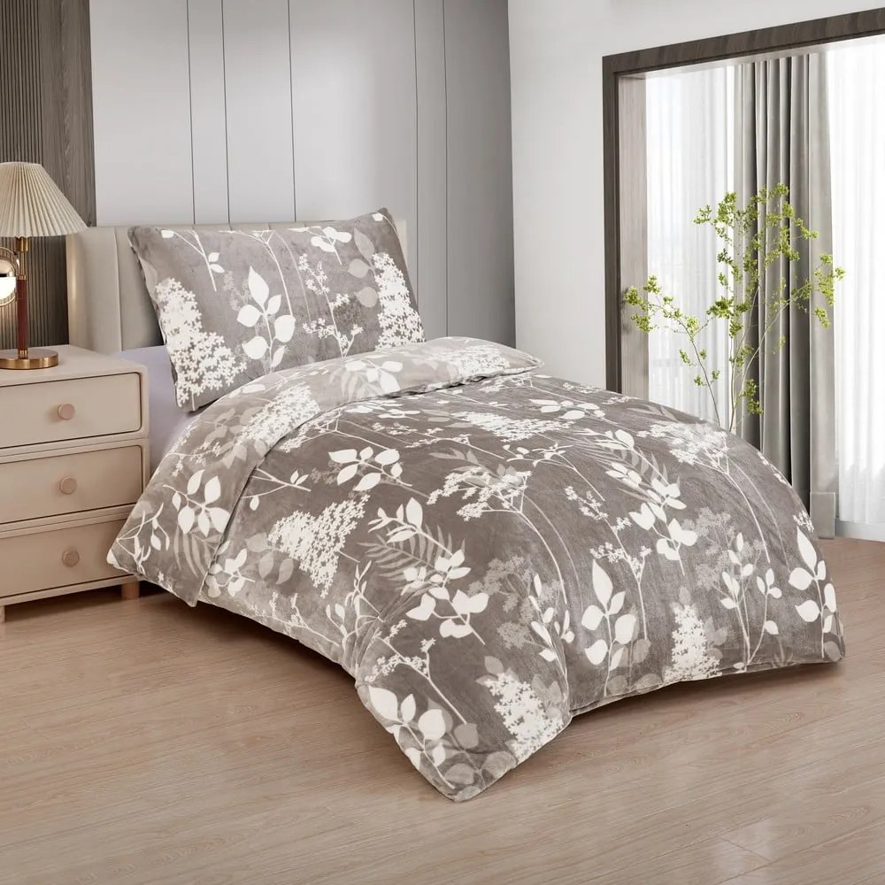 Biancheria da letto grigia in micropile per letto singolo 140x200 cm Sambuco – My House