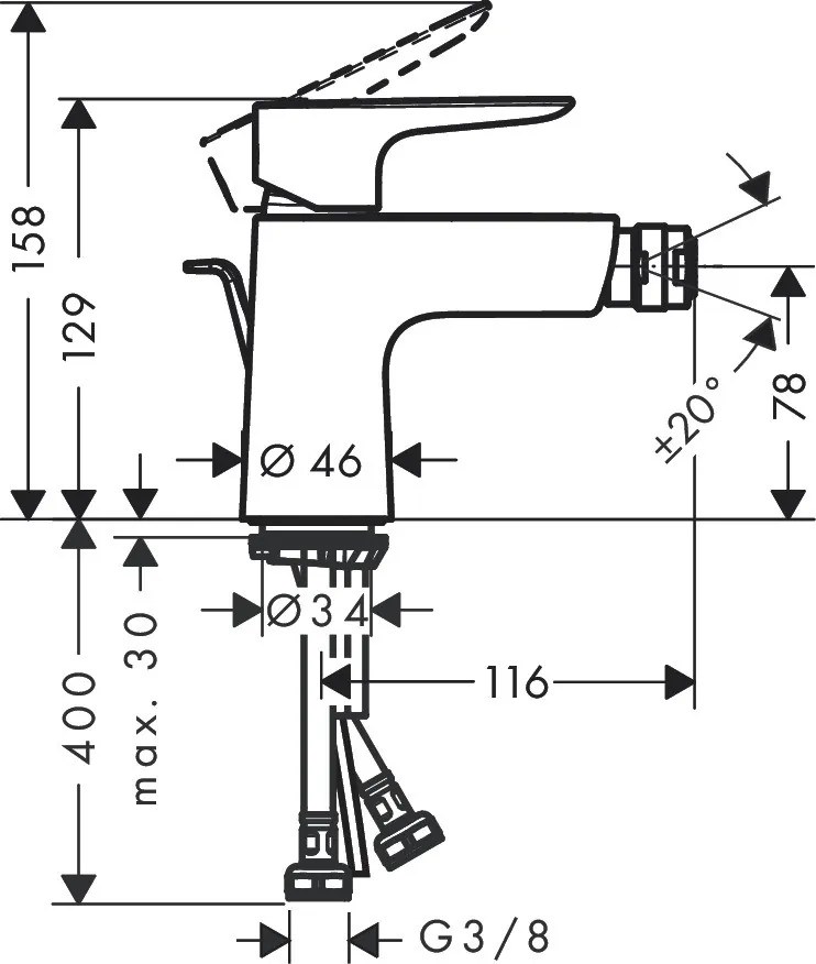 Miscelatore Monocomando Per Bidet Con Tirante Cromo Hansgrohe Talis E 71720000