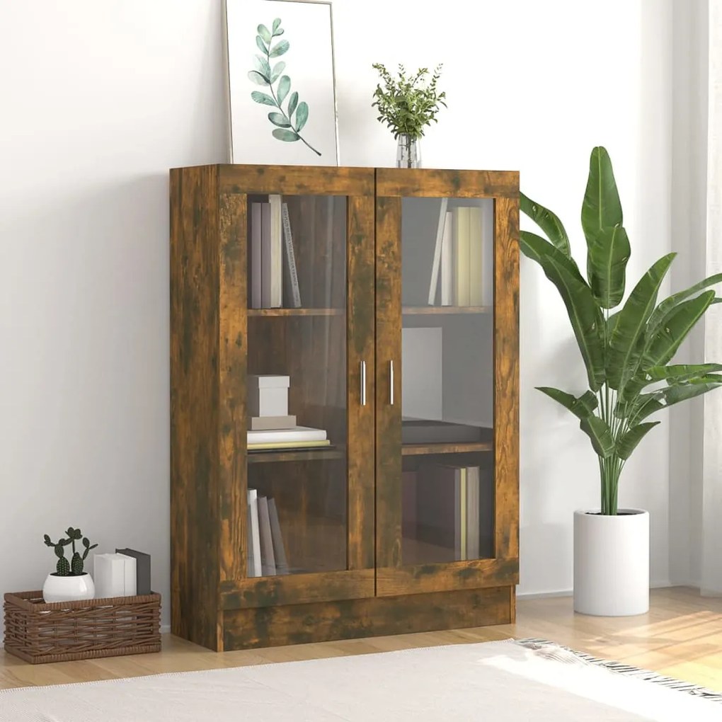 Mobile Vetrina Rovere Fumo 82,5x30,5x115cm İn Legno Multistrato /