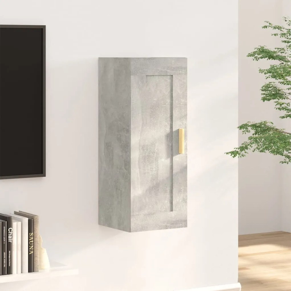Armadietto A Muro Grigio Cemento 35x34x90 Cm Legno Multistrato /